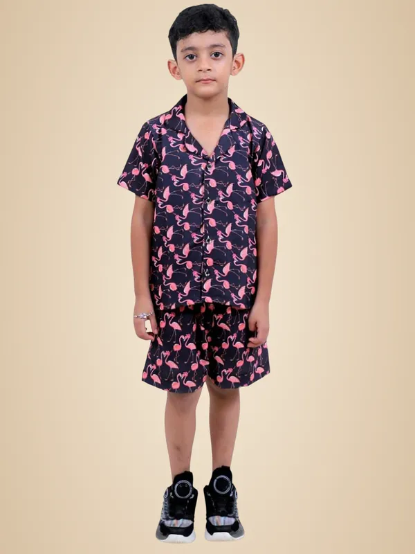 Black_And_Pink_Cotton_Premium_&_Elegant_Shirt_With_Short_For_Boys