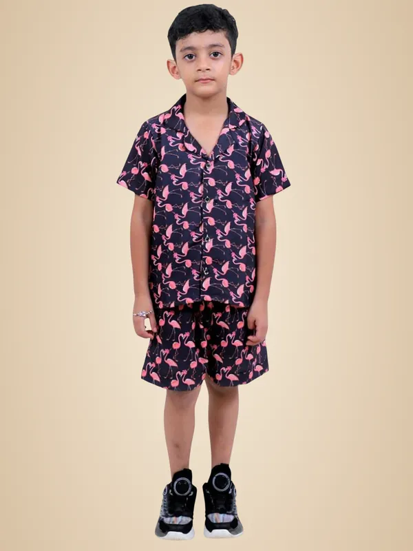 Black_And_Pink_Cotton_Premium_&_Elegant_Shirt_With_Short_For_Boys