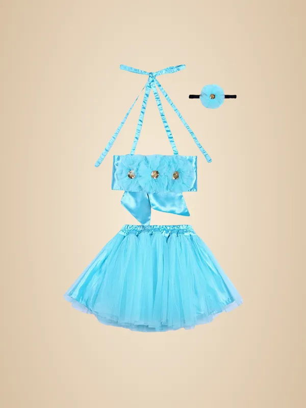 Blue_Cotton_Premium_&_Elegant_Top_&_Skirt_For_Girls
