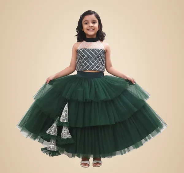 Green_Cotton_Premium_&_Elegant_Lehenga_For_Girls