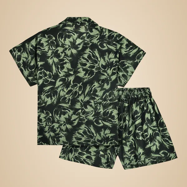 Green_And_Black_Cotton_Premium_&_Elegant_Shirt_With_Short_For_Boys