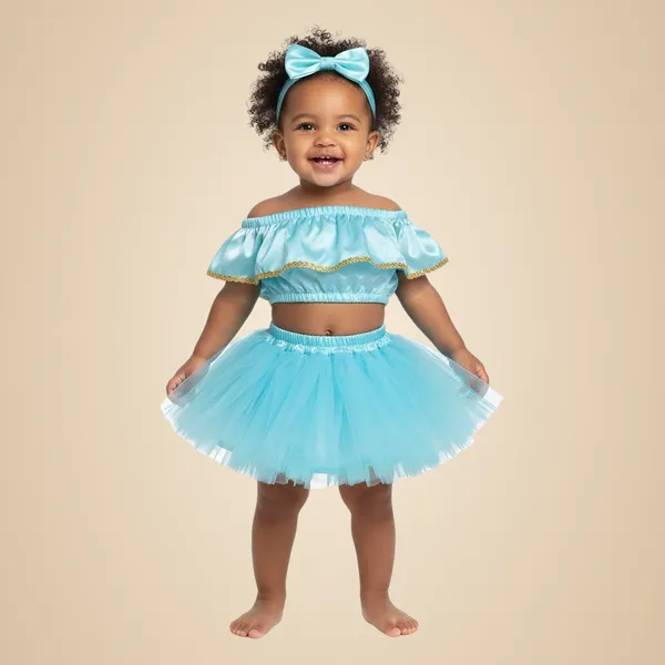 Sky_Blue_Cotton_Premium_&_Elegant_Top_&_Skirt_With_Bow_For_Girls