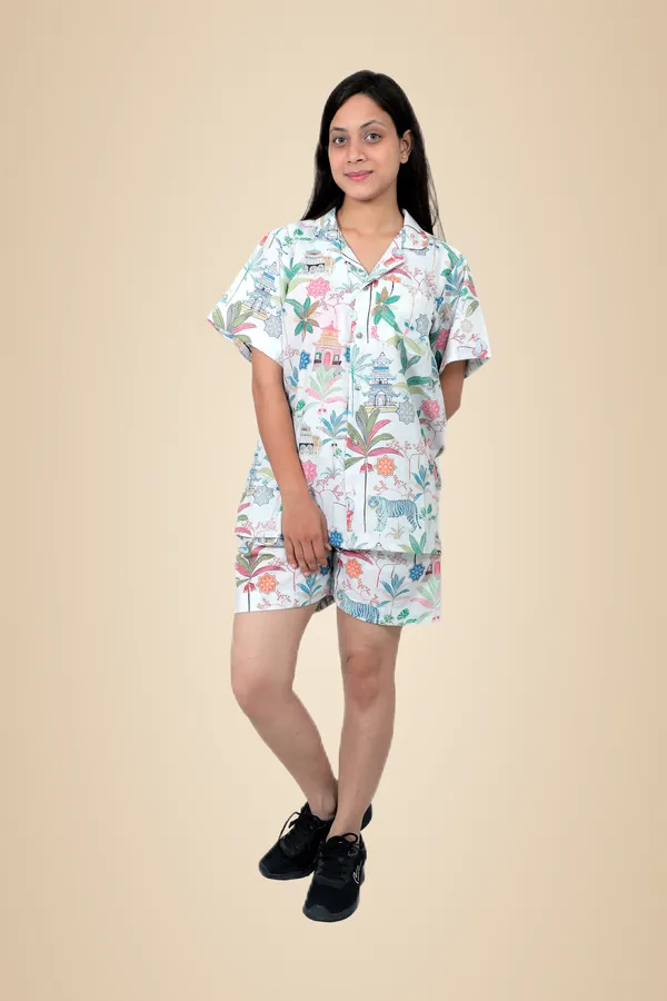 White_Cotton_Premium_&_Elegant_Top_&_Shorts_For_Women