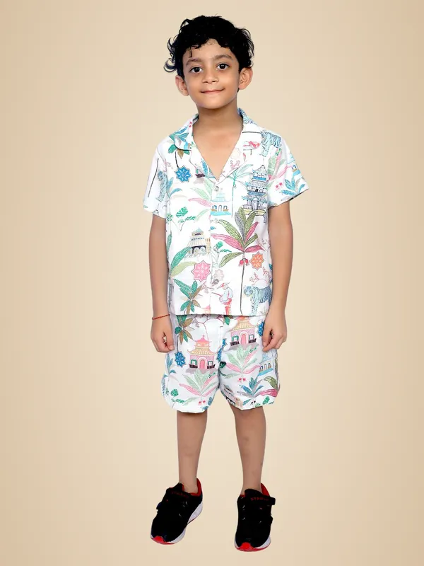 White_And_Pink_Cotton_Premium_&_Elegant_Shirt_With_Short_For_Boys