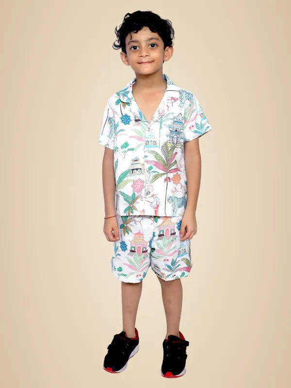 White_And_Pink_Cotton_Premium_&_Elegant_Shirt_With_Short_For_Boys