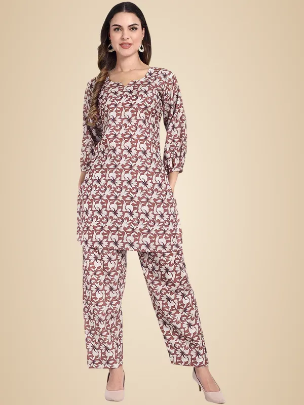 White_And_Brown_Cotton_Premium_&_Elegant_Co-Ord_Set_For_Women