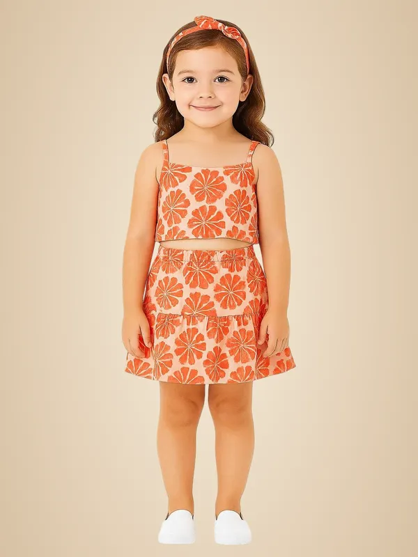 Orange_And_Peach_Cotton_Premium_&_Elegant_Top_&_Skirt_For_Girls