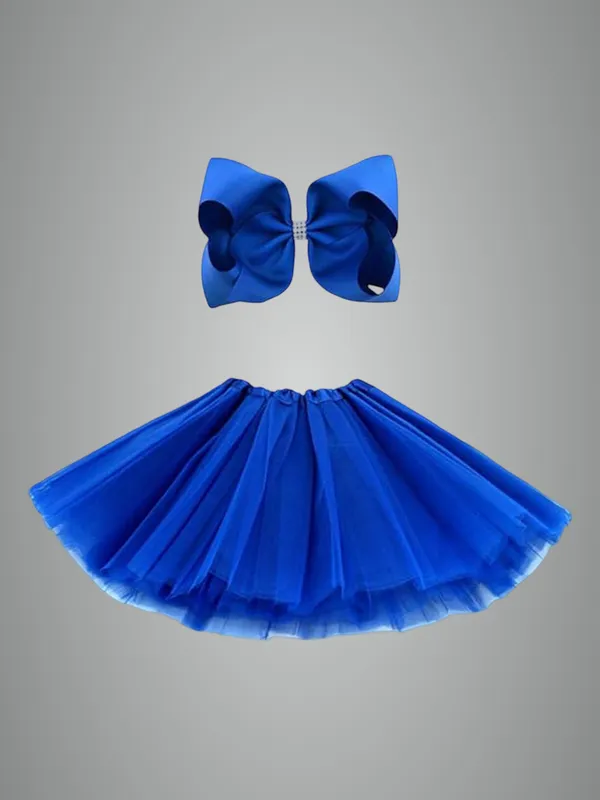 Blue_Cotton_Premium_&_Elegant_Top_&_Skirt_With_Bow_For_Girls