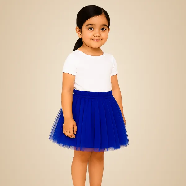 Blue_Cotton_Premium_&_Elegant_Top_&_Skirt_With_Bow_For_Girls