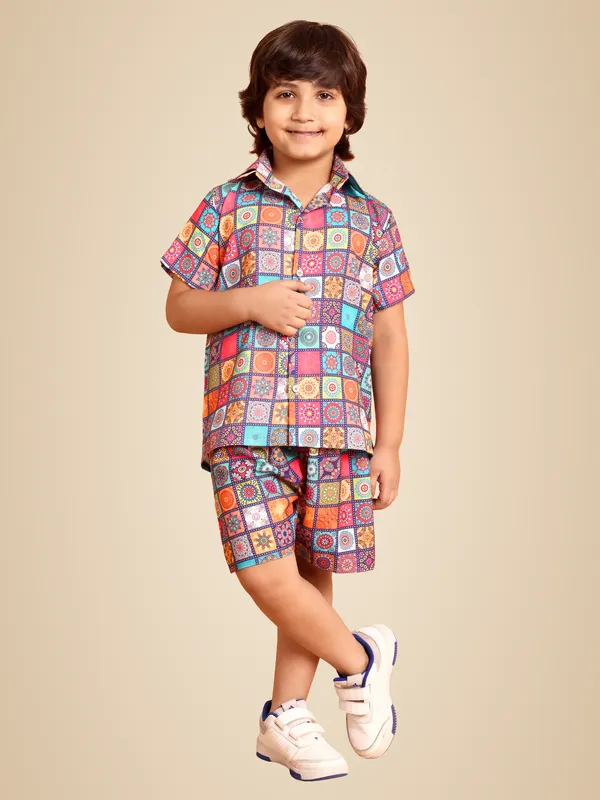 Blue_Cotton_Premium_&_Elegant_Shirt_With_Short_For_Boys