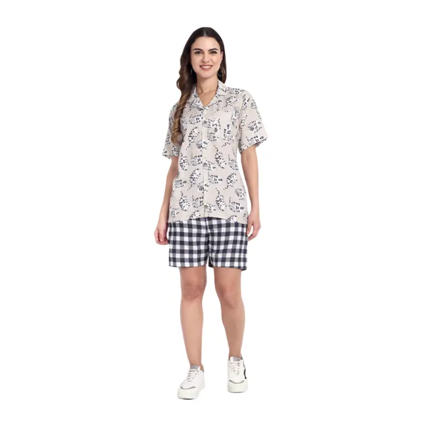 Beige_And_Black_Cotton_Premium_&_Elegant_Top_&_Shorts_For_Women