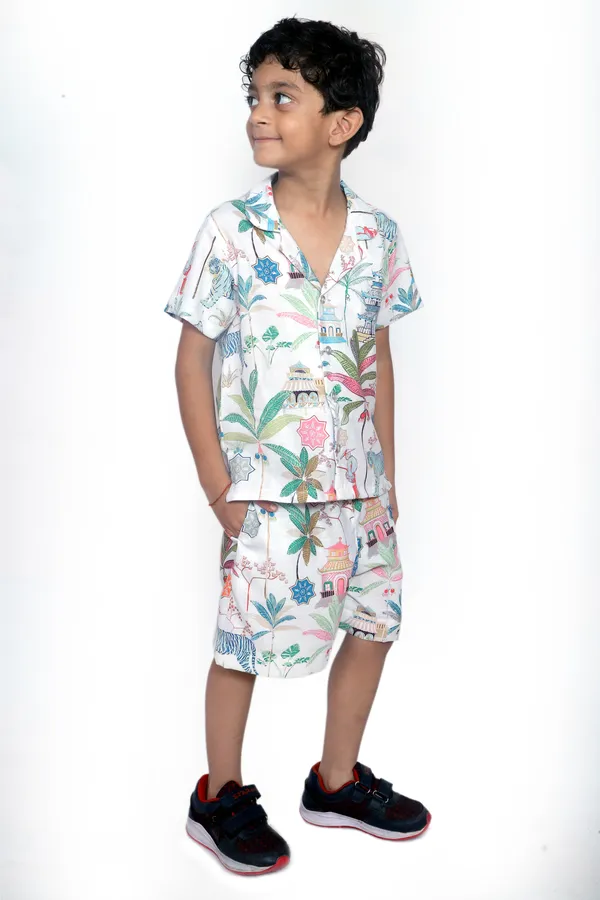 White_And_Pink_Cotton_Premium_&_Elegant_Shirt_With_Short_For_Boys