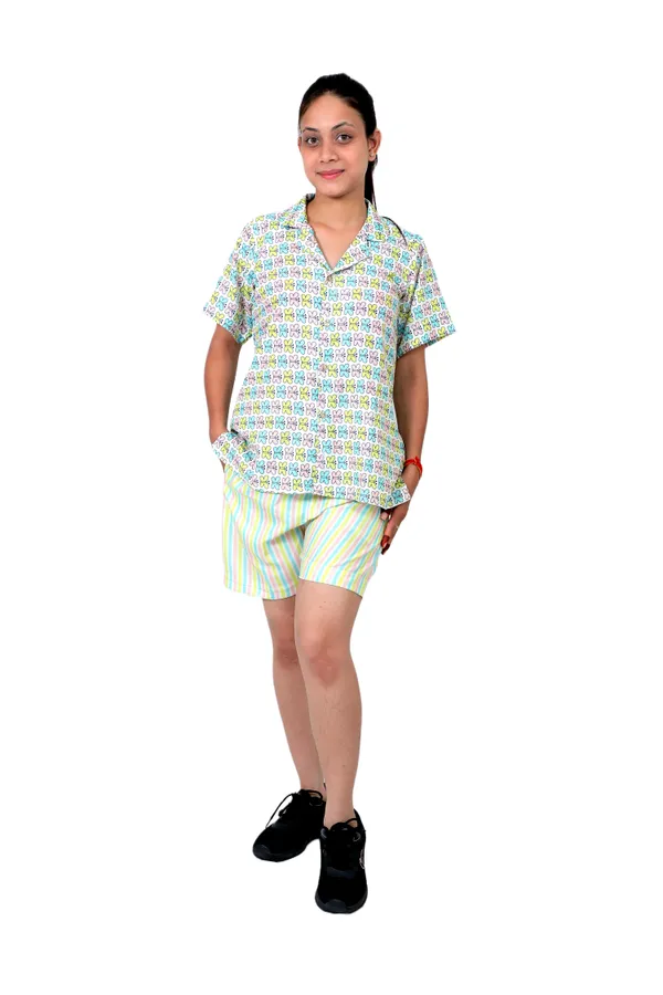 Multicolor_Cotton_Premium_&_Elegant_Top_&_Shorts_For_Women
