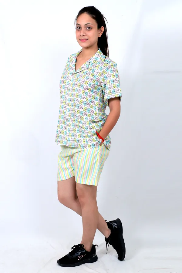 Multicolor_Cotton_Premium_&_Elegant_Top_&_Shorts_For_Women