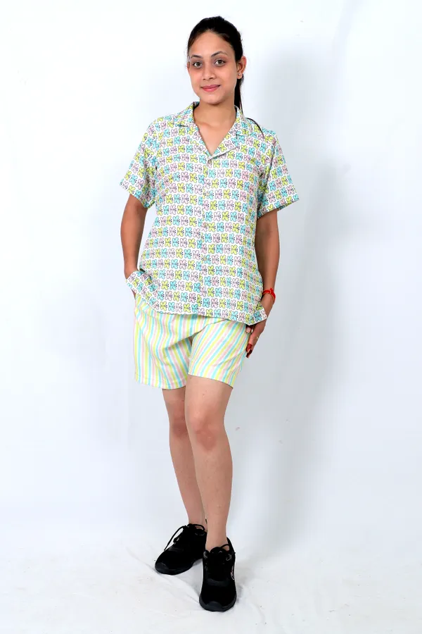 Multicolor_Cotton_Premium_&_Elegant_Top_&_Shorts_For_Women
