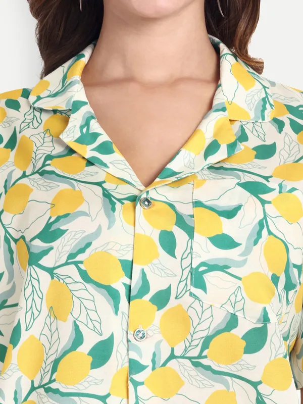 Yellow_And_Green_Cotton_Premium_&_Elegant_Top_&_Shorts_For_Women