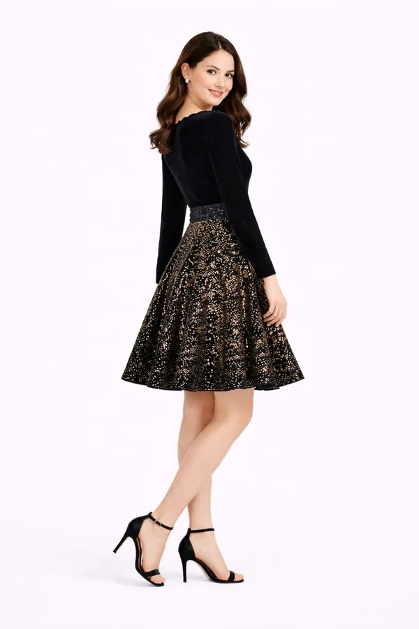 womens_black_velvet_sequence_knee_lenght_dress