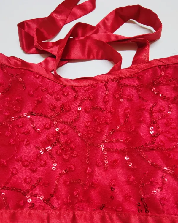 Red_Cotton_Premium_&_Elegant_Top_&_Skirt_With_Bow_For_Girls