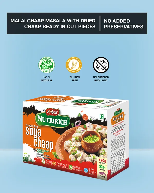 Nutririch_Dry_Soya_Chaap_With_Malai_Chaap_Masala_120_G_Zero_Maida