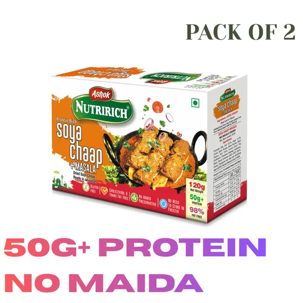 Premium_Healthy_Nutririch_Soya_Chaap_120G_(Pack_Of_2)_Zero_Maida