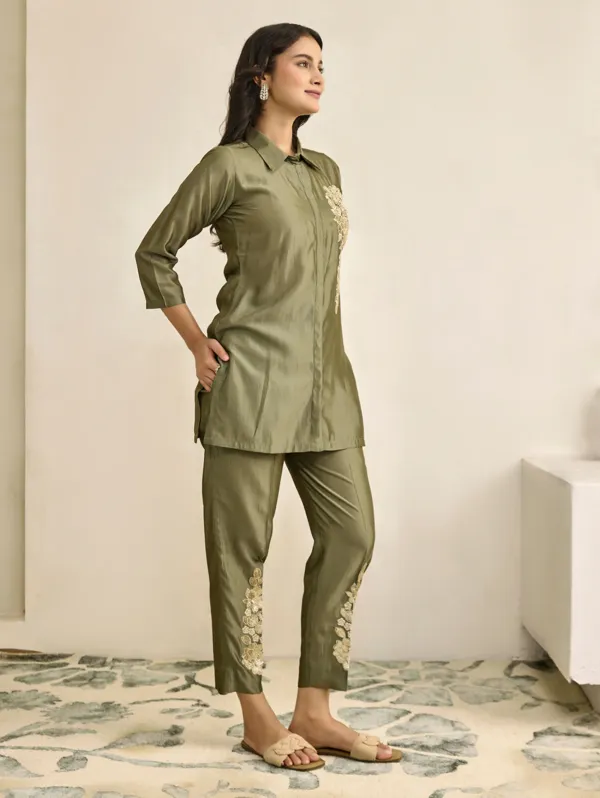 Gurkha_Green_Viscose_Silk_Co-Ord_Set_For_Women