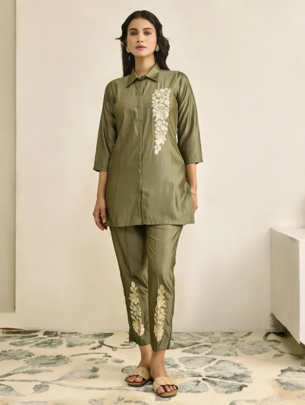 Gurkha_Green_Viscose_Silk_Co-Ord_Set_For_Women