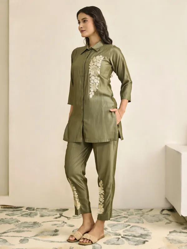 Gurkha_Green_Viscose_Silk_Co-Ord_Set_For_Women