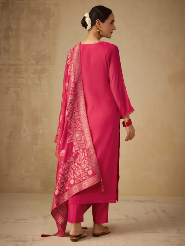 Deep_Carmine_Viscose_Chanderi_Kurta_Set_For_Women