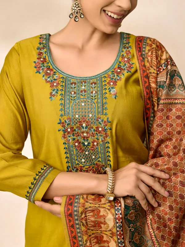 Mustard_Viscose_Silk_Kurta_Set_For_Women