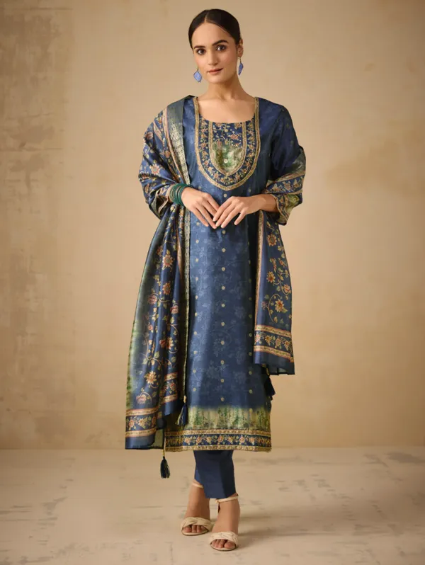 Cloud_Burst_Digitally_Printed_Jacquard_Weave_Silk_Kurta_Set_For_Women