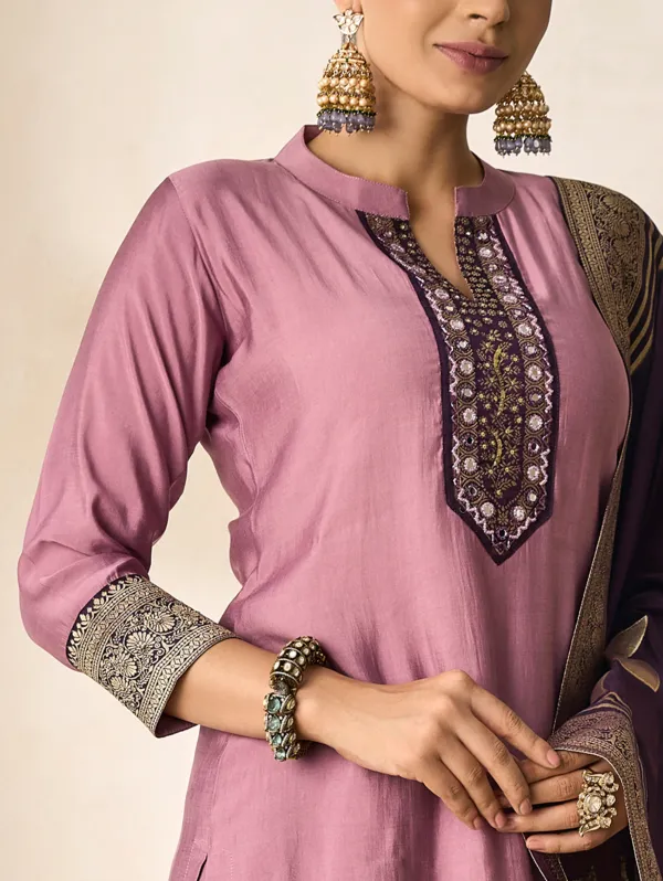 Kobi_Pink_Viscose_Silk_Kurta_Set_For_Women