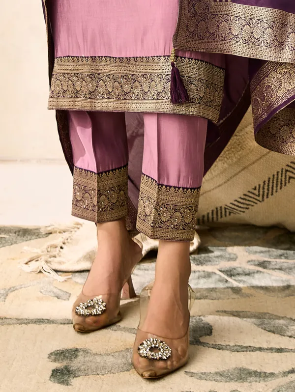 Kobi_Pink_Viscose_Silk_Kurta_Set_For_Women