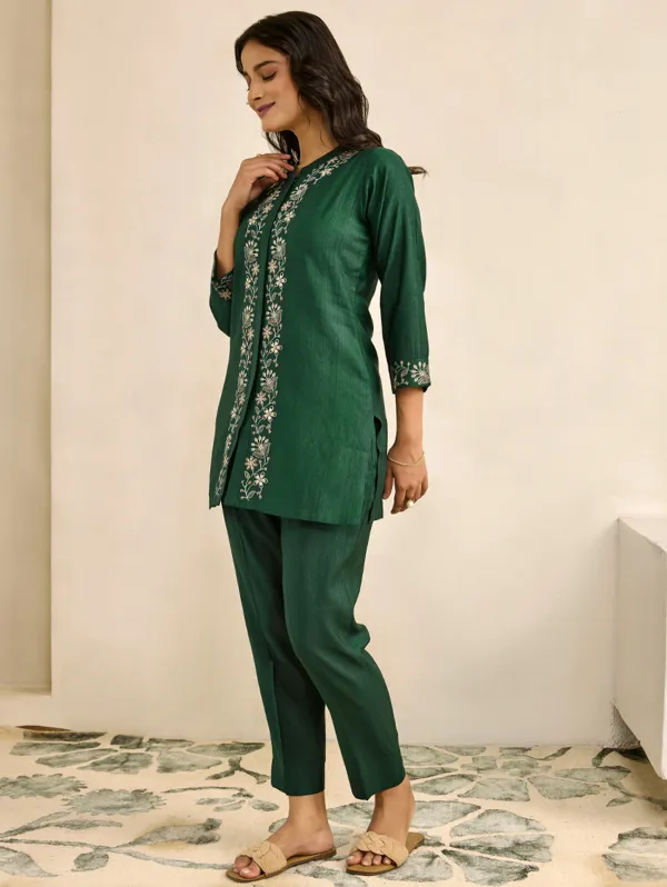 Pine_Green_Viscose_Silk_Co-Ord_Set_For_Women
