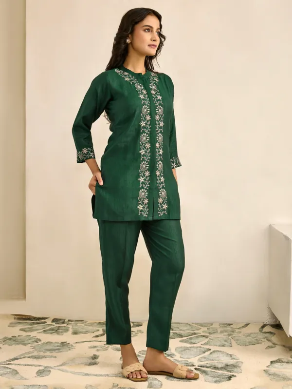 Pine_Green_Viscose_Silk_Co-Ord_Set_For_Women