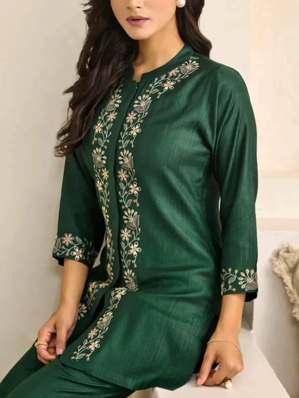 Pine_Green_Viscose_Silk_Co-Ord_Set_For_Women