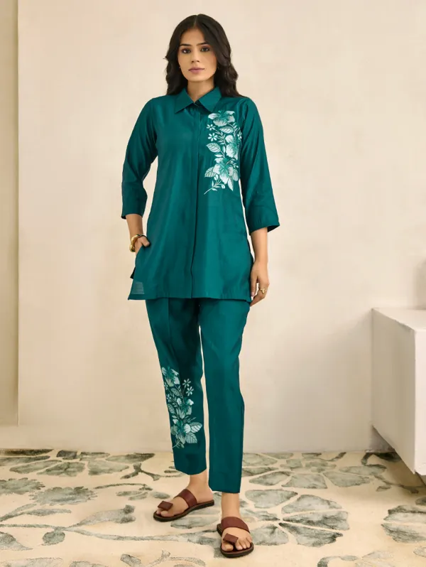 See_Green_Viscose_Silk_Co-Ord_Set_For_Women
