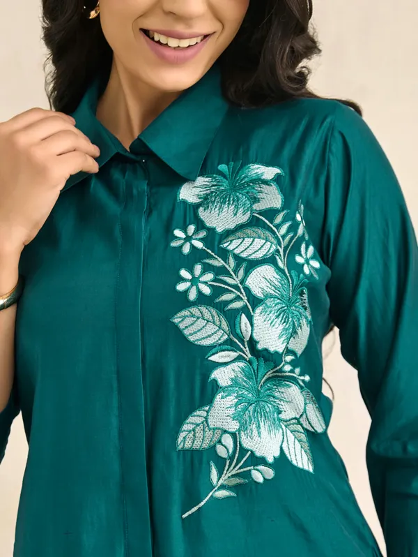 See_Green_Viscose_Silk_Co-Ord_Set_For_Women