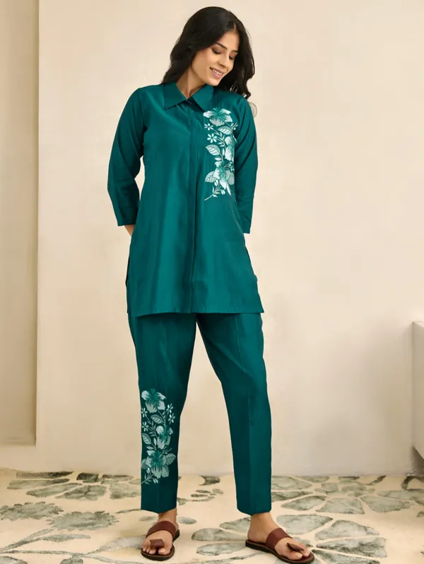 See_Green_Viscose_Silk_Co-Ord_Set_For_Women