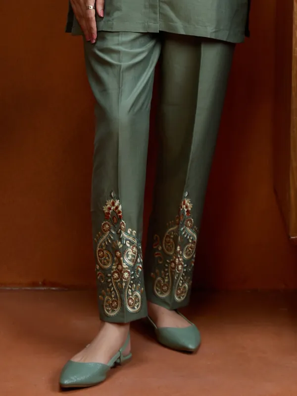 Scirocco_Green_Viscose_Silk_Co-Ord_Set_For_Women