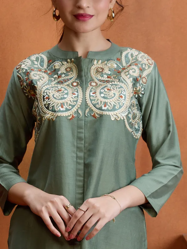Scirocco_Green_Viscose_Silk_Co-Ord_Set_For_Women