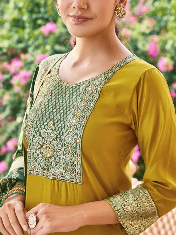 Dark_Golden_Silk_Kurta_Set_For_Women