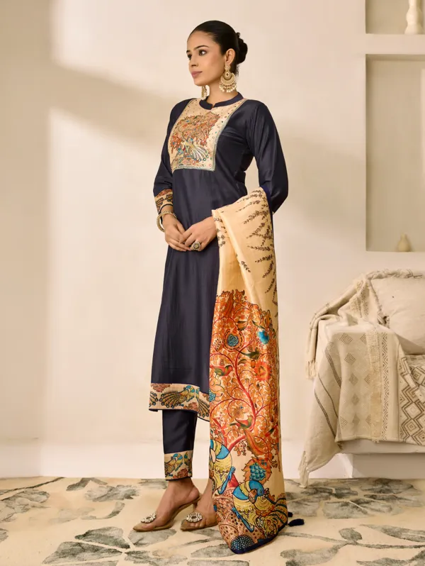 Baltic_Sea_Viscose_Silk_Kurta_Set_For_Women