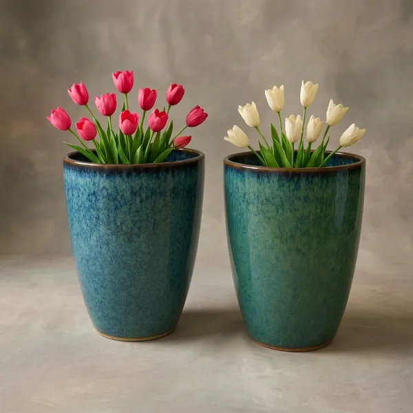 Green_Ceramic_Modern_Tapered_Cone_Planter_Set_Of_2