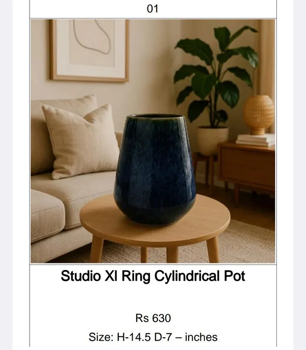 Navy_Blue_Ceramic_Modern_Ribbed_Cylindrical_Planter