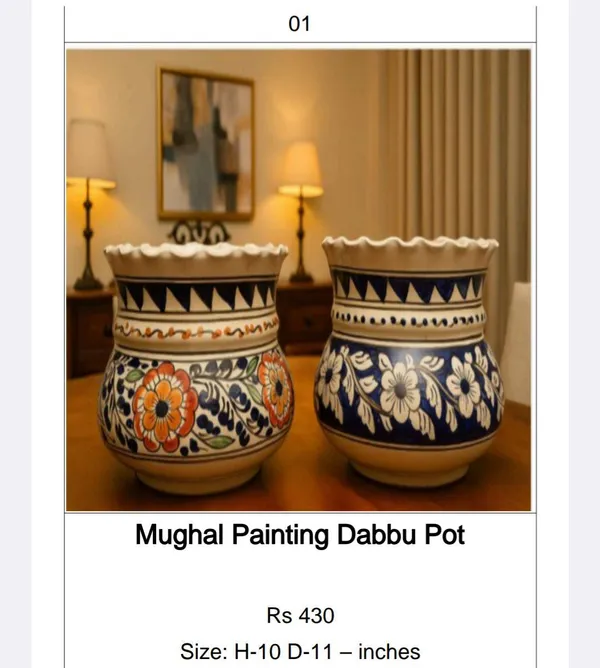 Multicolor_Ceramic_Mughal_Handpainted_Floral_Geometric_Planter_Set_Of_2