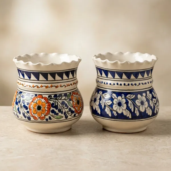 Multicolor_Ceramic_Mughal_Handpainted_Floral_Geometric_Planter_Set_Of_2