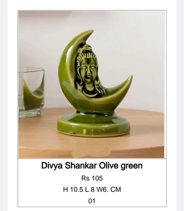 Olive_Green_Ceramic_Spiritual_Crescent_Moon_Face_Showpiece