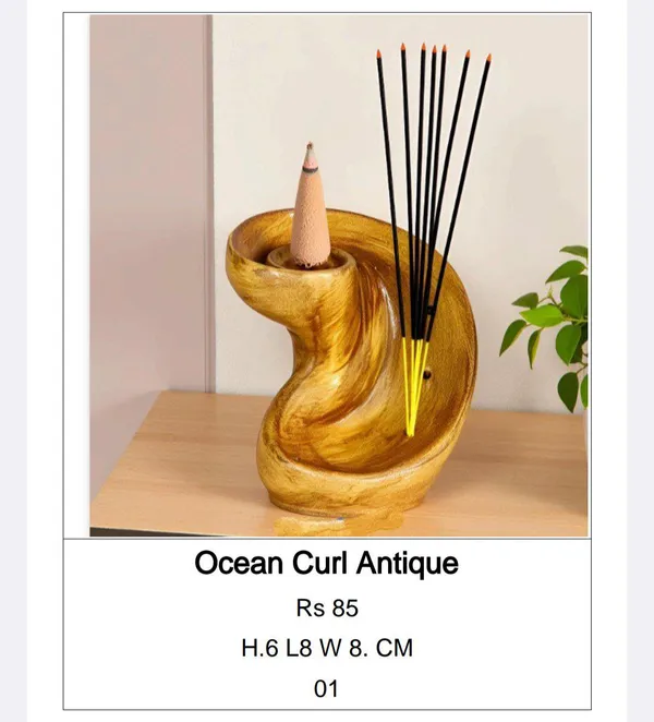 Golden_And_Brown_Ceramic_Antique_Wave_Curl_Incense_Holder