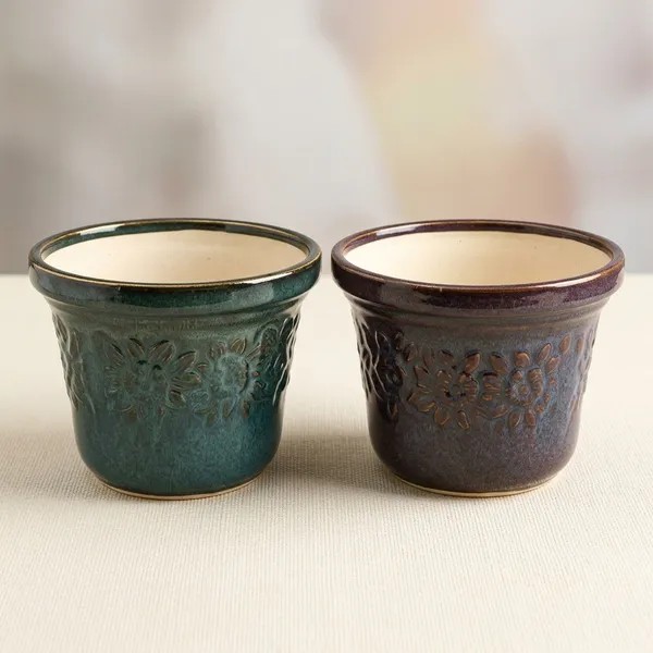 Yellow_And_Brown_Ceramic_Decorative_Sunflower_Embossed_Planter_Set_Of_2
