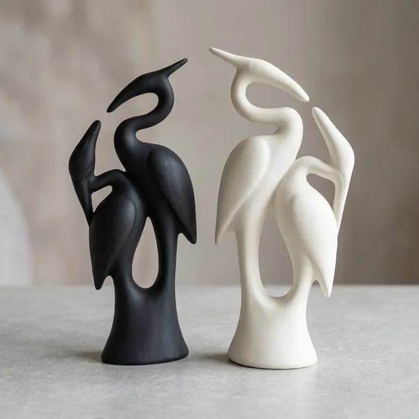 Black_And_White_Ceramic_Modern_Swan_Matte_Figurine_Set_Of_2